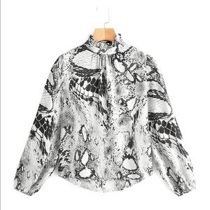 Mockneck Snakeskin Blouse